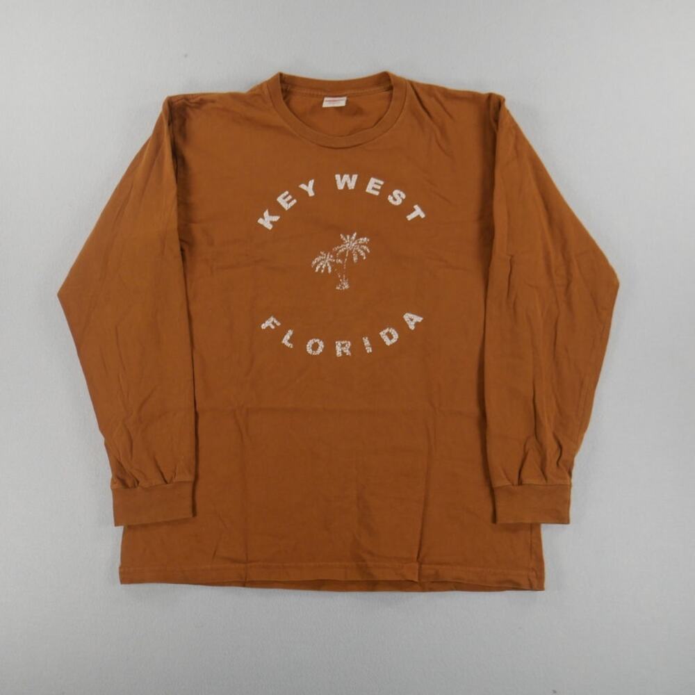 Supreme Key West Florida Long Sleeve Shirt Mens Size‎ Large Brown Made in USA